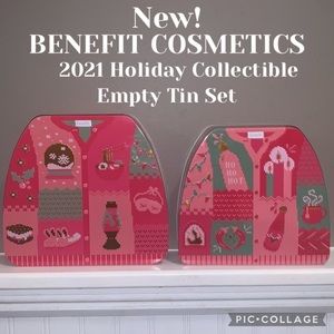 NEW! x2 BENEFIT COSMETICS 2021 Holiday Collectible EMPTY Tin Set